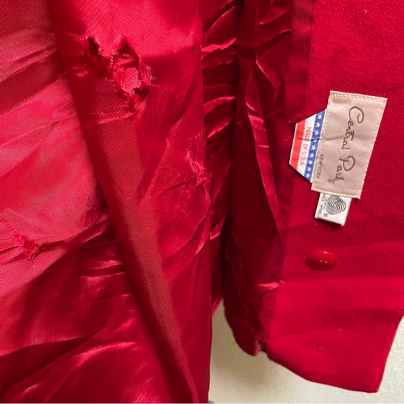 VTG🇺🇸Central Park ILGWU Holiday Christmas Carol Red Wool Long Coat | Sz S - Picture 16 of 16